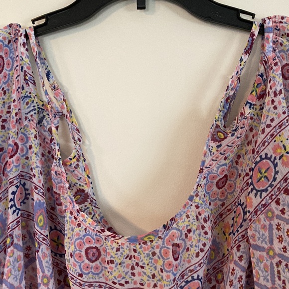 NWOT Beautiful Multi Color Beach Cover up Dress, Cold Shoulder Size M - Picture 3 of 7